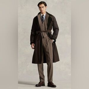 NWT Ralph Lauren Vintage & Classic Brown Oilcloth Trench Coat Sz 46R